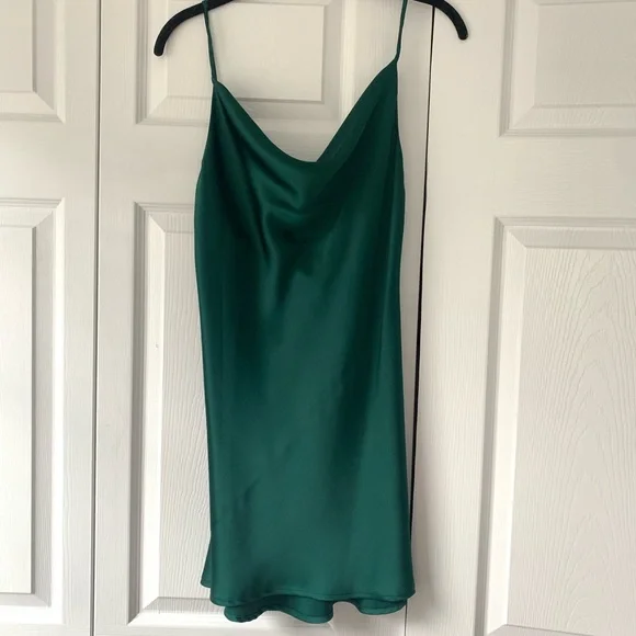 Dresses | Emerald Green Cowl Neck Mini Dress | Poshmark